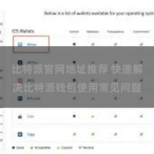 比特派官网地址推荐 快速解决比特派钱包使用常见问题